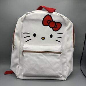 Sanrio Hello Kitty Bow Face White Faux Leather Mini Backpack Purse Bag